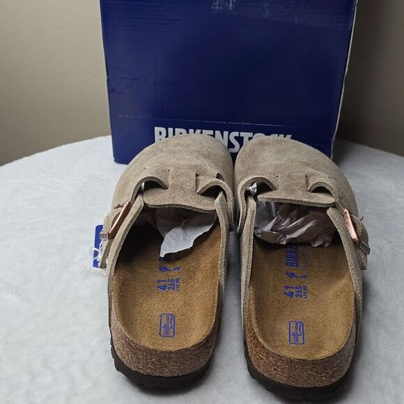 NIB Birkenstock Boston Soft Footbed Suede Leather - Beige Sz L 10 / M 8 - Picture 4 of 11